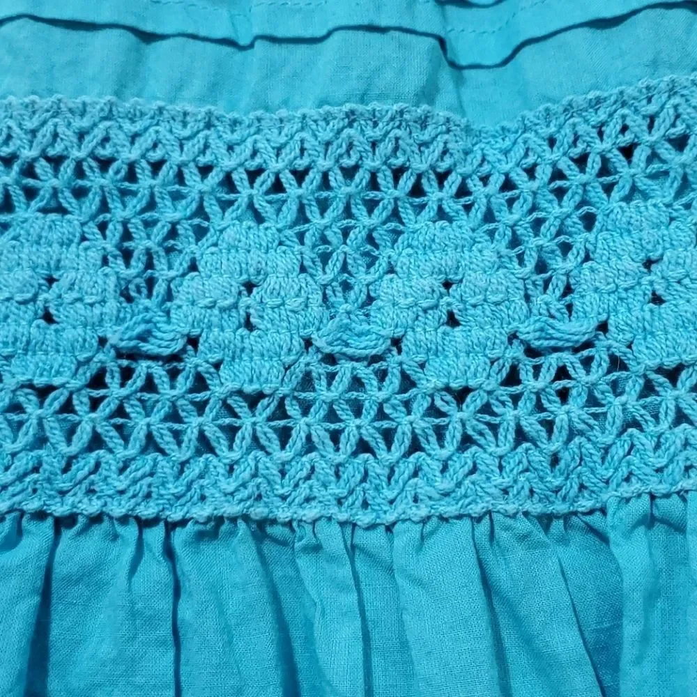 🦋Color Code Turquoise Layered Ruffle Skirt Medium - Picture 3 of 8